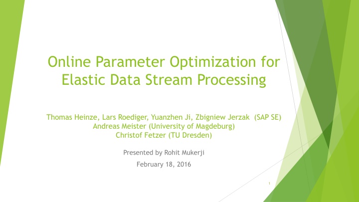 online parameter optimization for elastic data