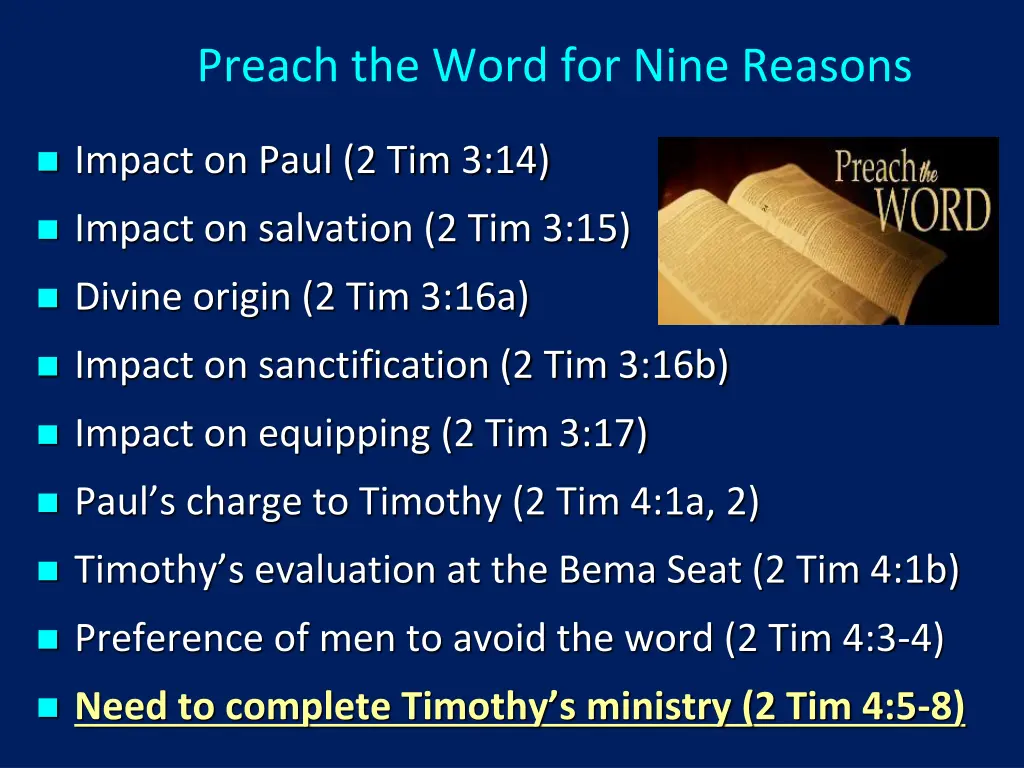 preach the word for nine reasons 9