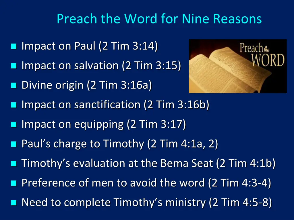 preach the word for nine reasons