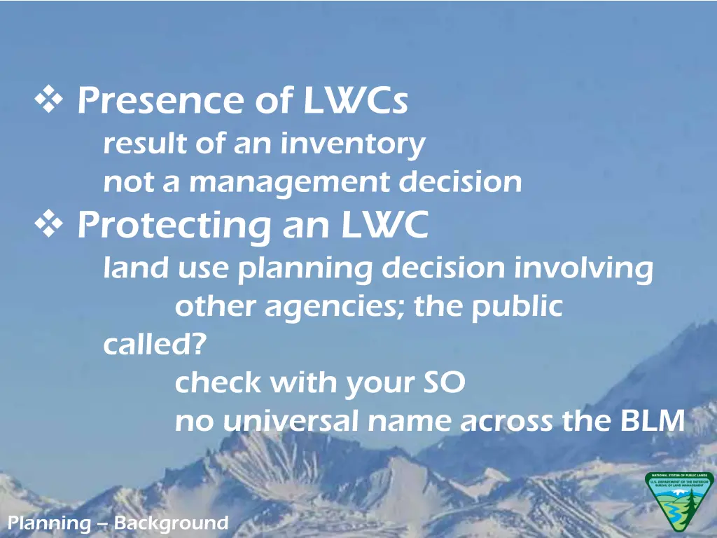 presence of lwcs result of an inventory