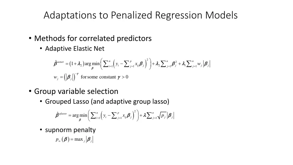 adaptations to penalized regression models 1
