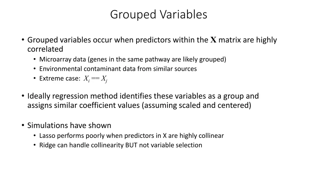 grouped variables
