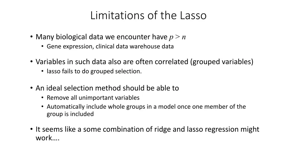 limitations of the lasso