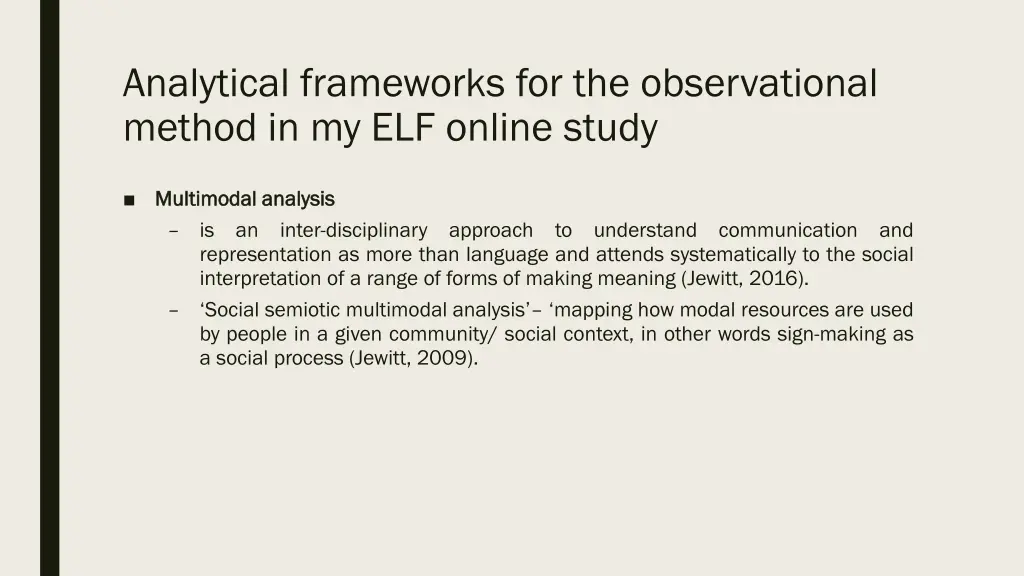 analytical frameworks for the observational 1