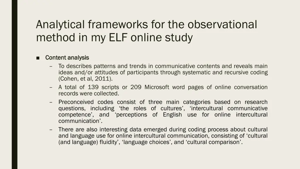 analytical frameworks for the observational