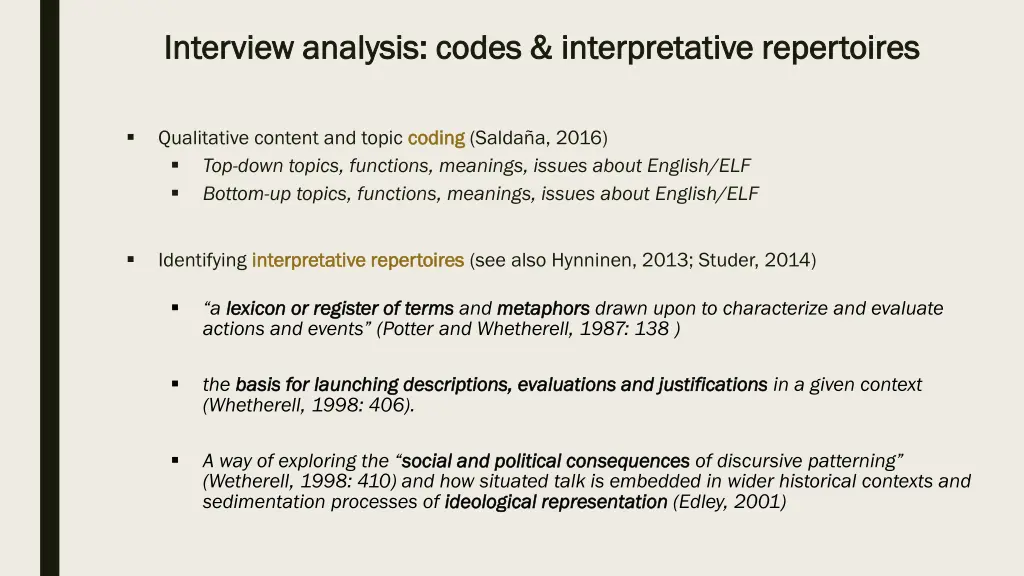 interview analysis codes interpretative