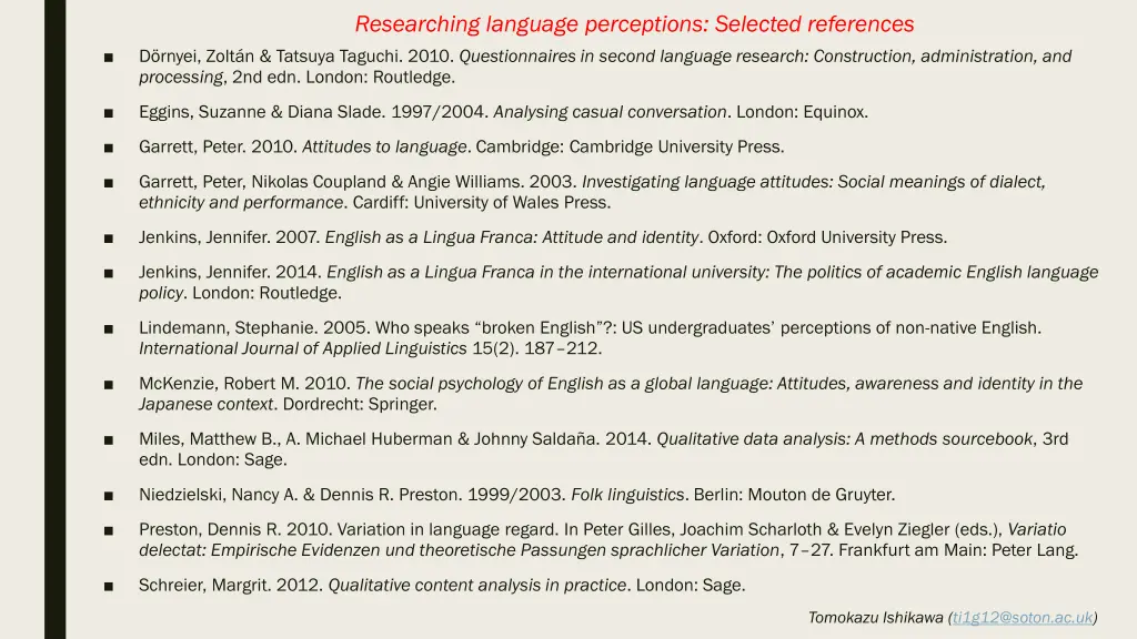 researching language perceptions selected