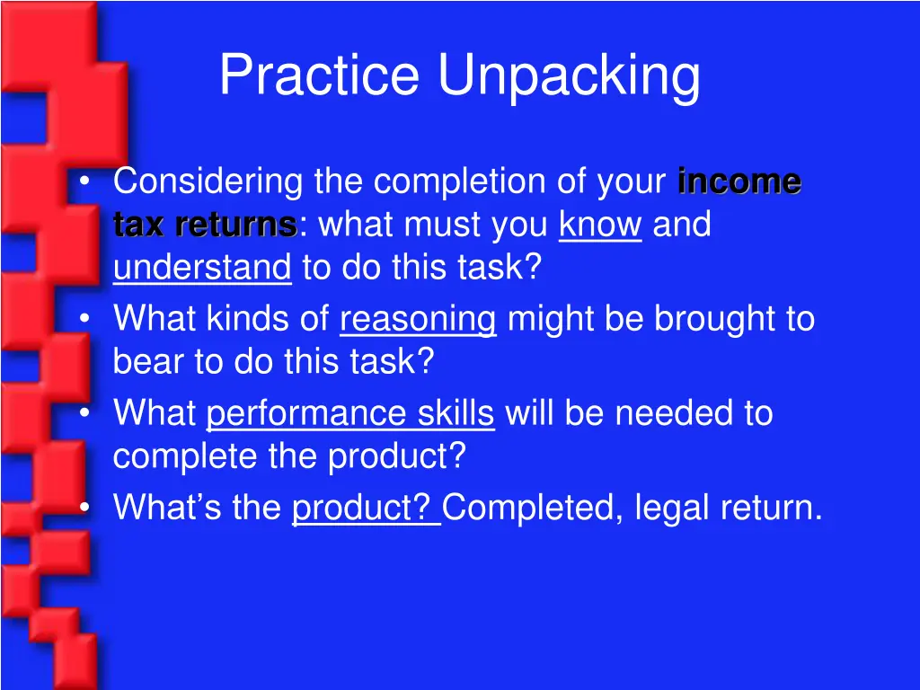 practice unpacking