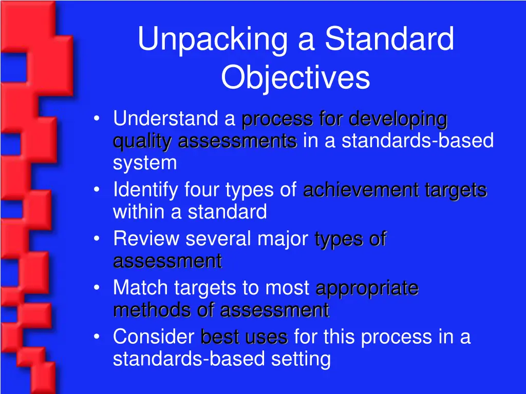 unpacking a standard objectives