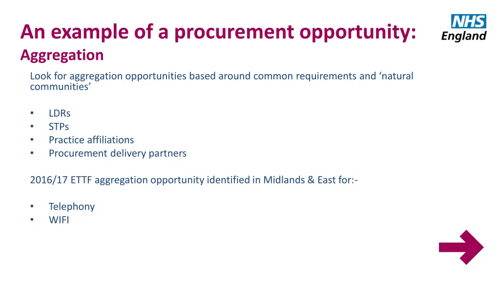 an example of a procurement opportunity