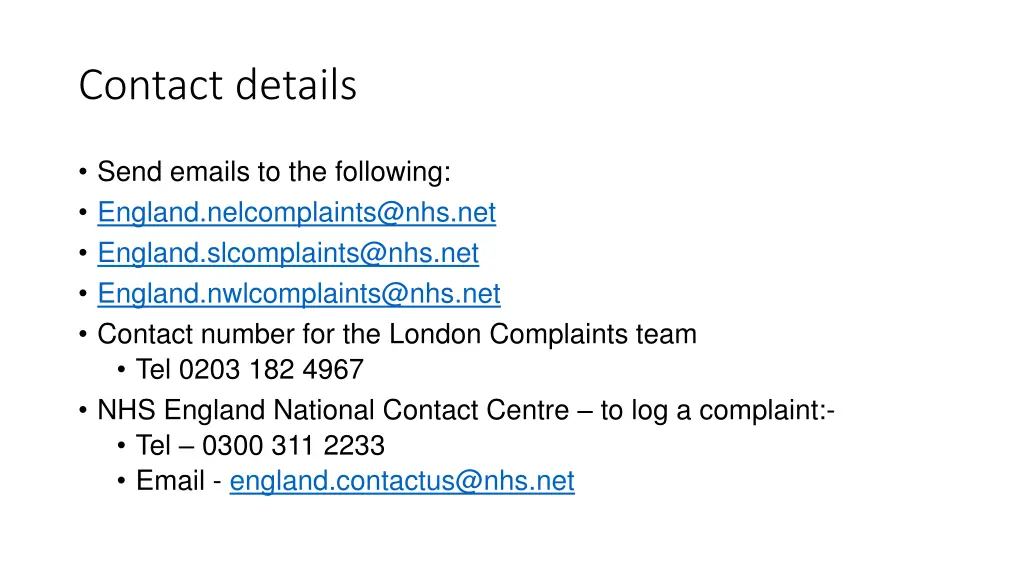 contact details