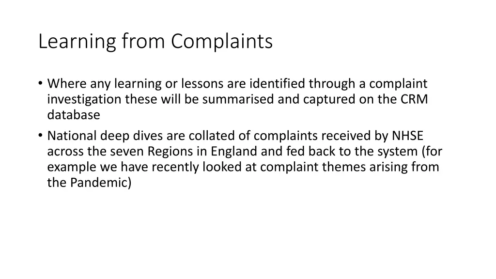 learning from complaints