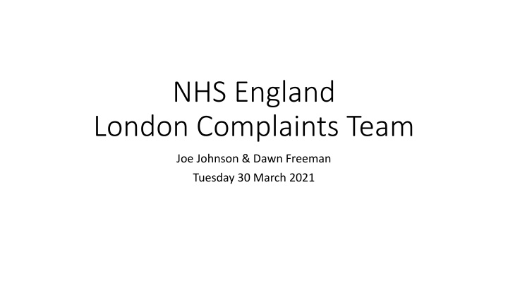 nhs england london complaints team