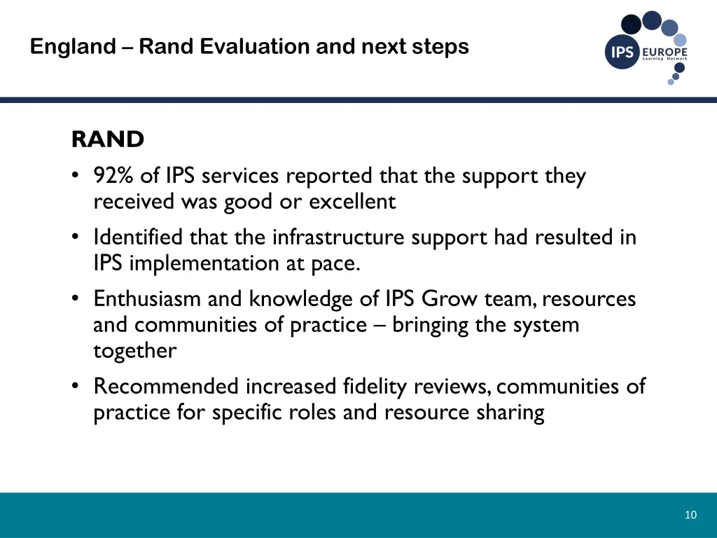 england rand evaluation and next steps