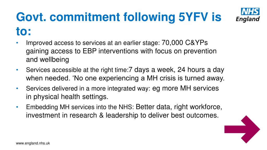 govt commitment following 5yfv is to improved