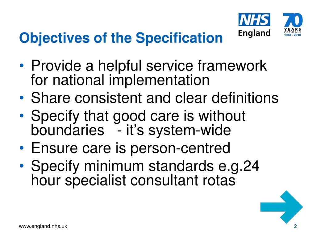 objectives of the specification