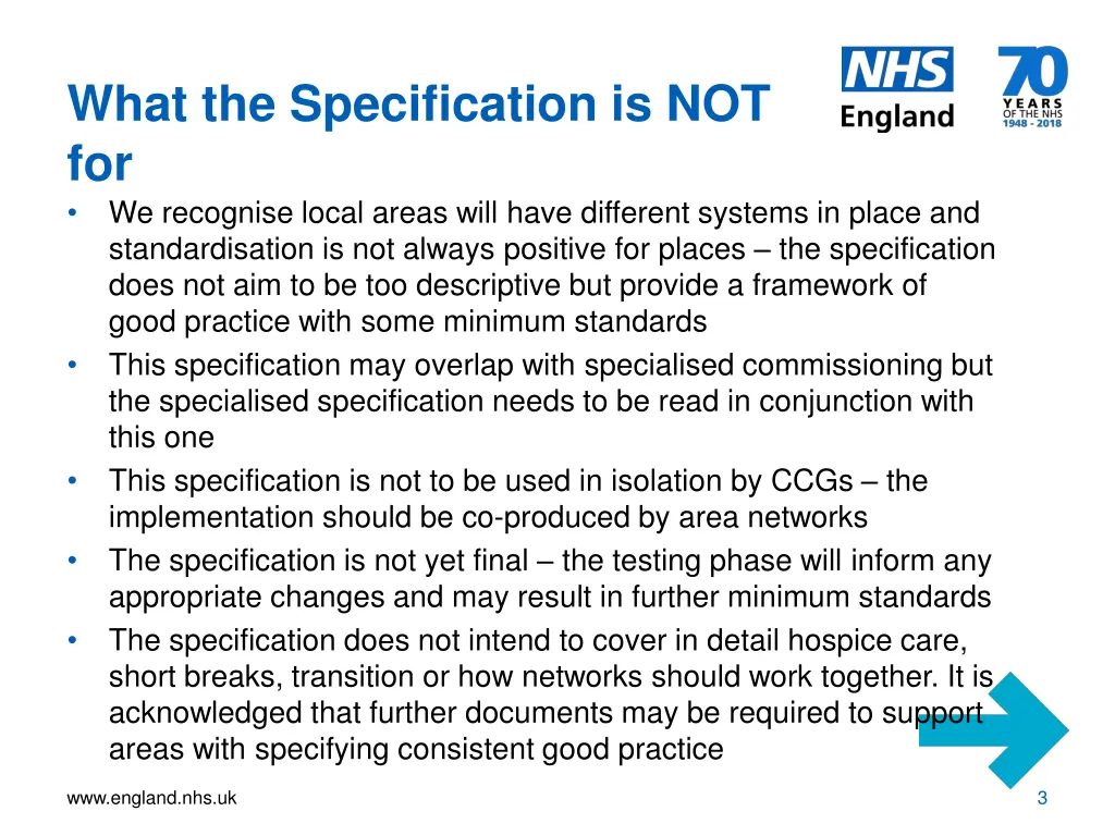 what the specification is not for