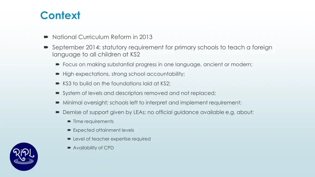 context national curriculum reform in 2013