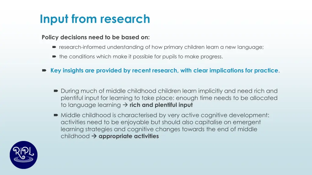 input from research