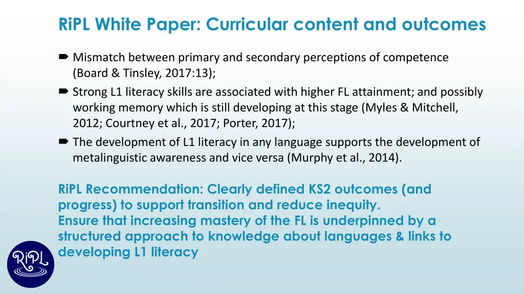 ripl white paper curricular content and outcomes