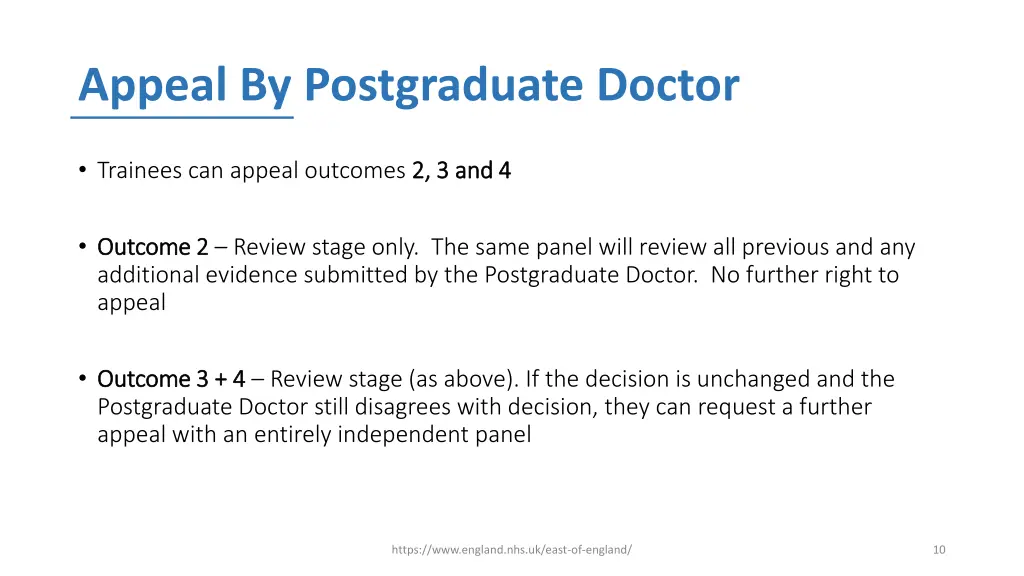 appeal by postgraduate doctor