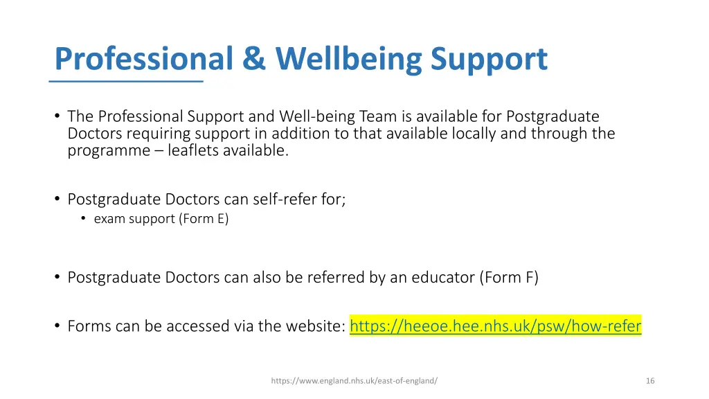 professional wellbeing support