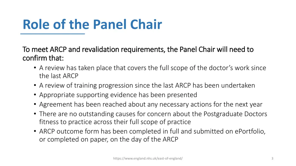 role of the panel chair