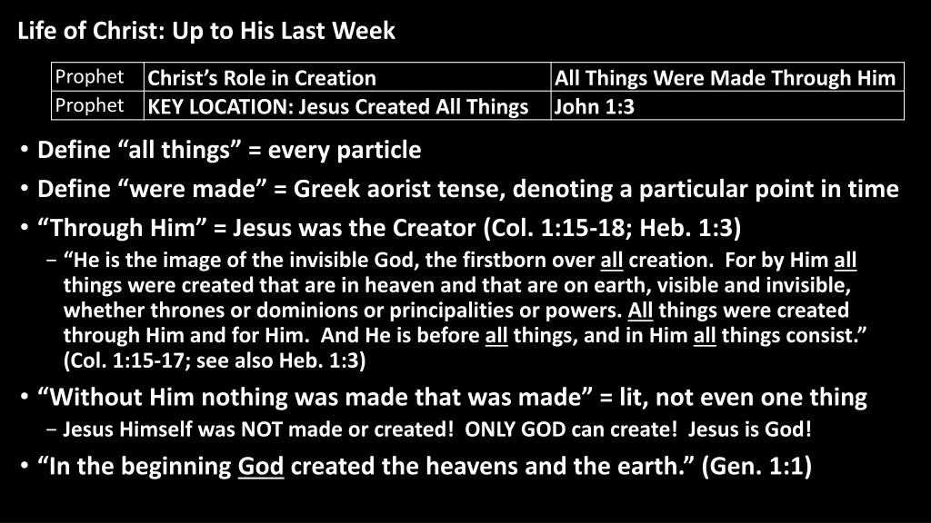 life of christ up to his last week 1
