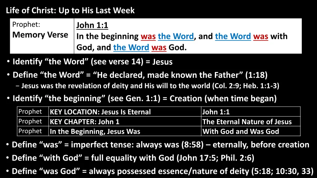 life of christ up to his last week