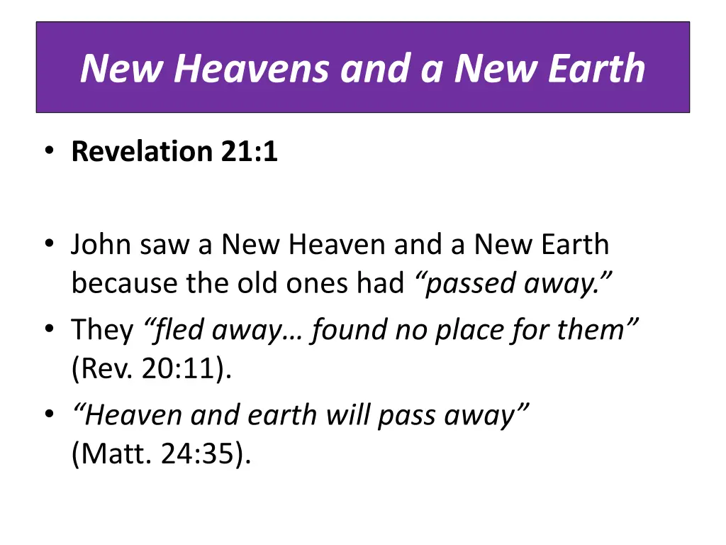 new heavens and a new earth 1
