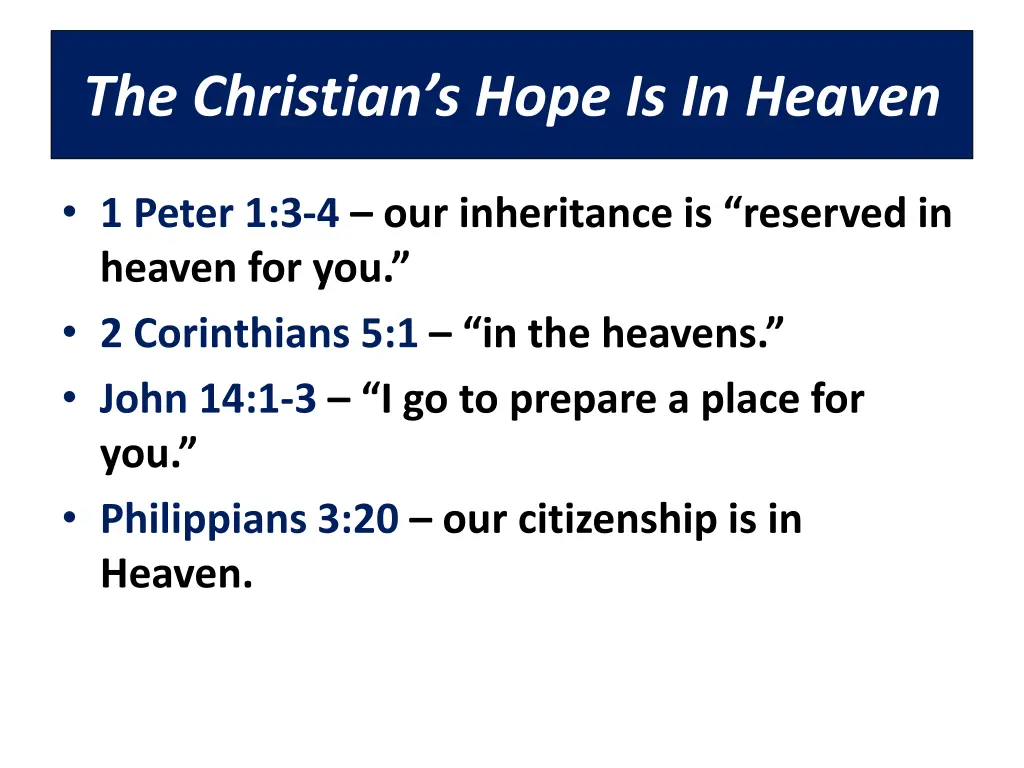 the christian s hope is in heaven