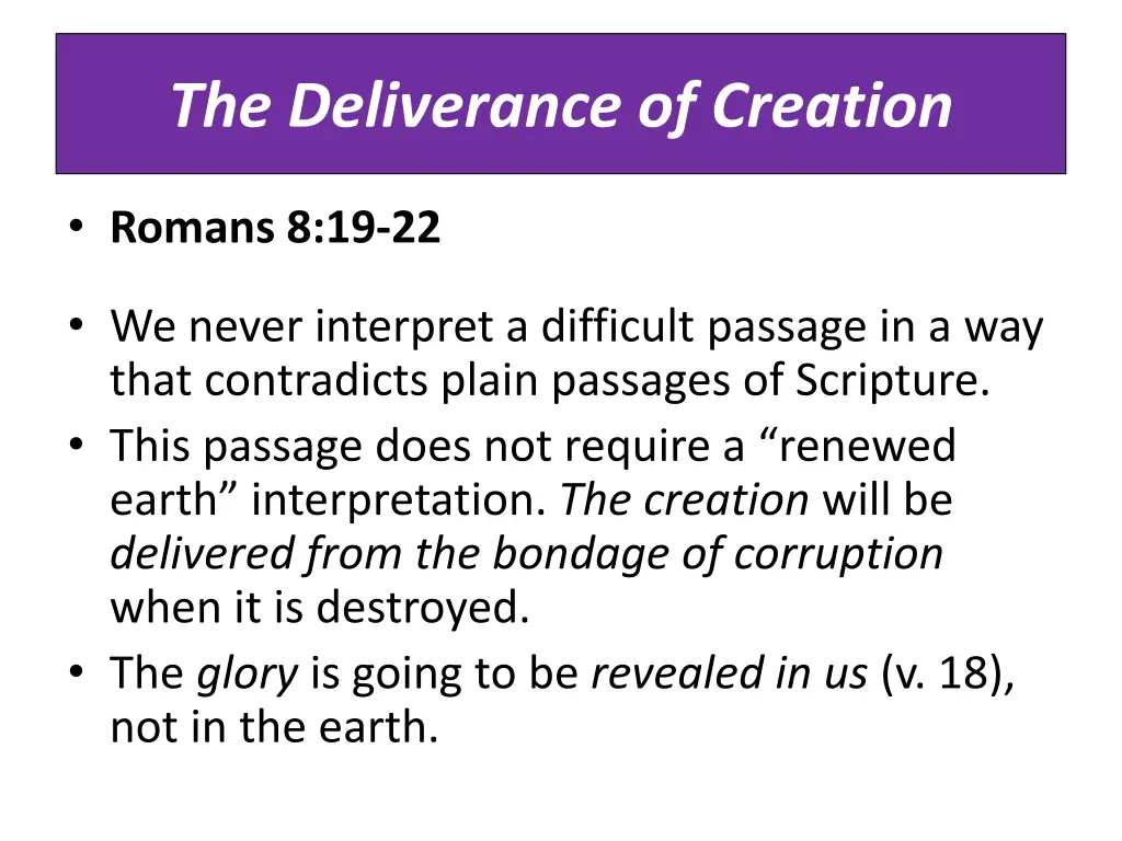 the deliverance of creation