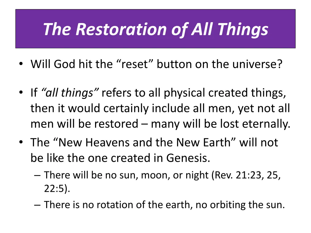 the restoration of all things 1