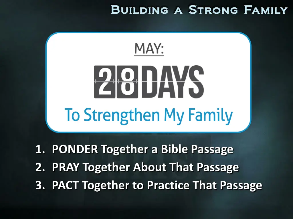 1 ponder together a bible passage 2 pray together
