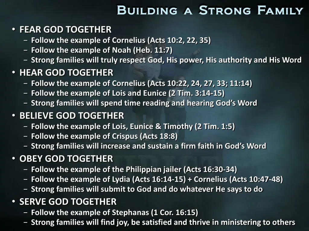 fear god together follow the example of cornelius