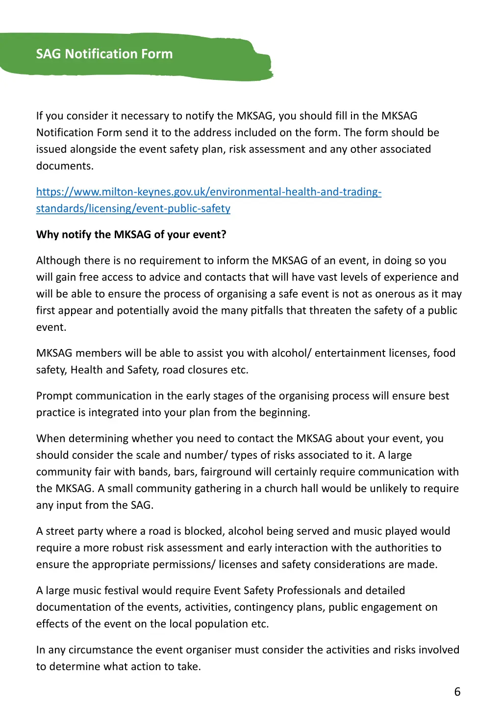 sag notification form