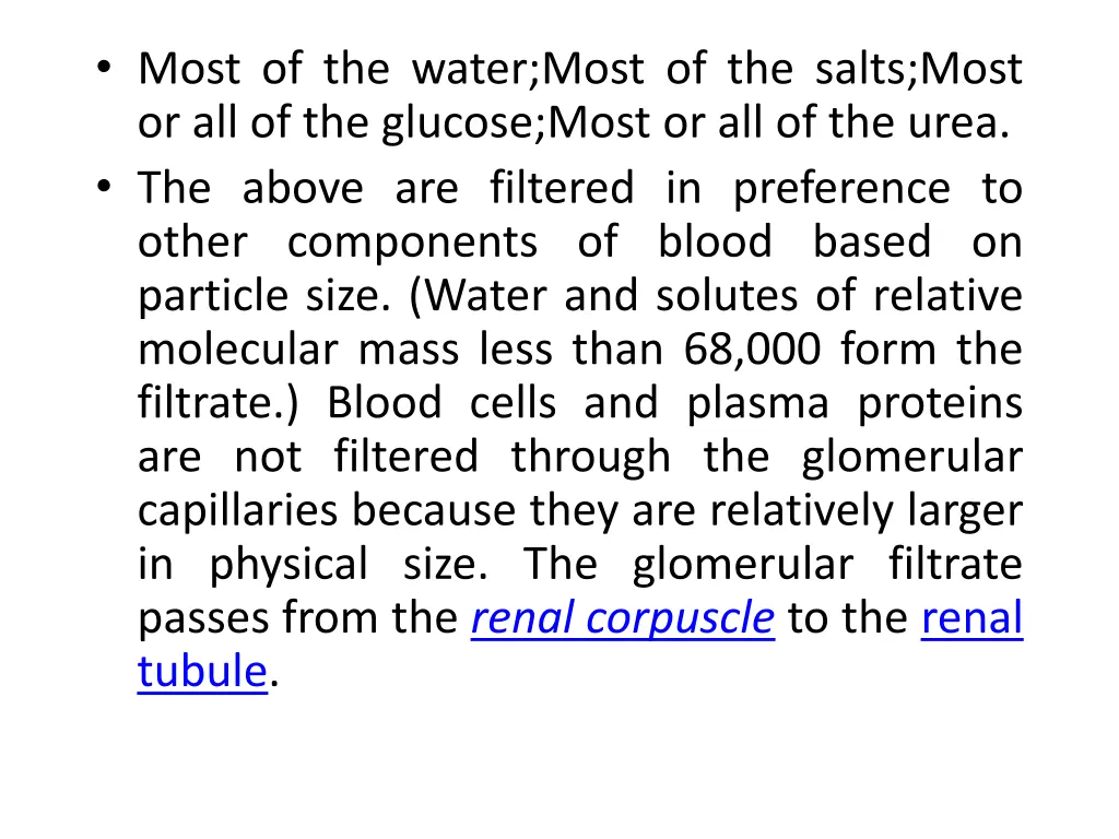 most of the water most of the salts most