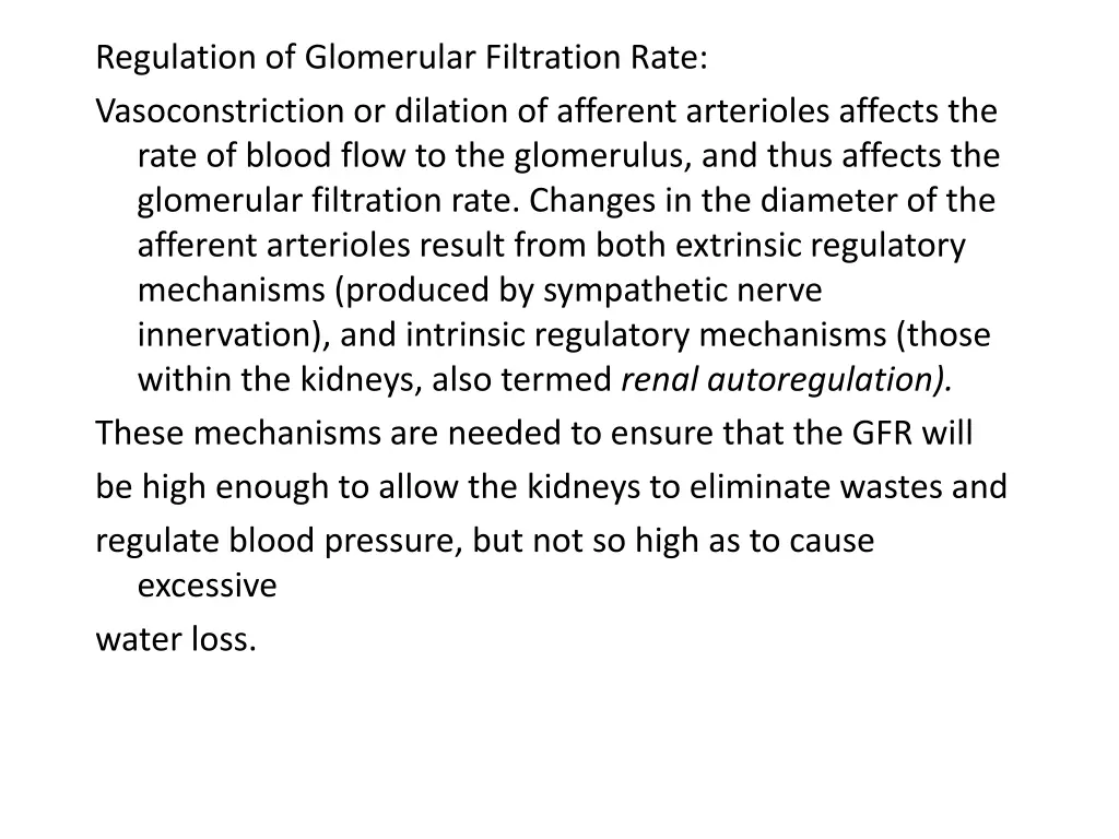 regulation of glomerular filtration rate