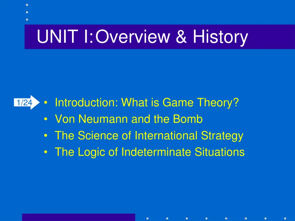 unit i overview history