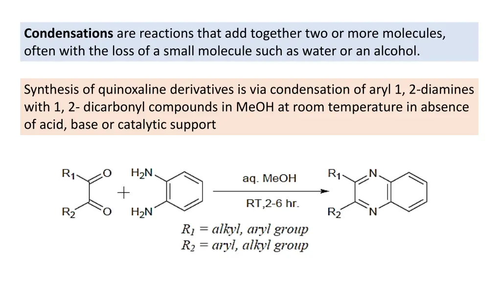 condensations are reactions that add together