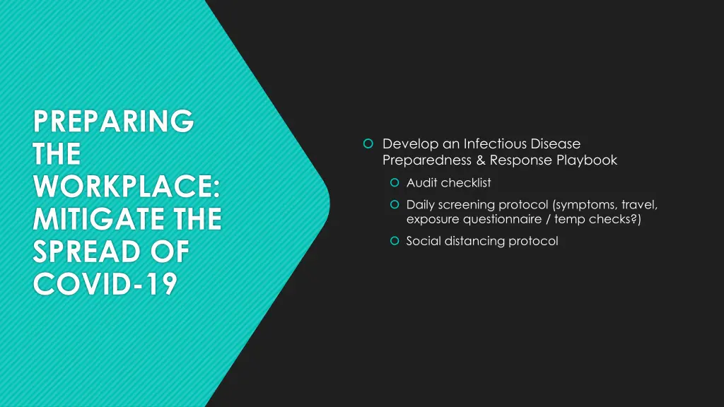 preparing the workplace mitigate the spread 1