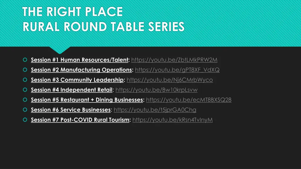 the right place rural round table series