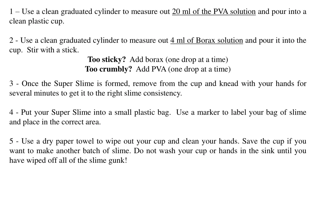 1 use a clean graduated cylinder to measure