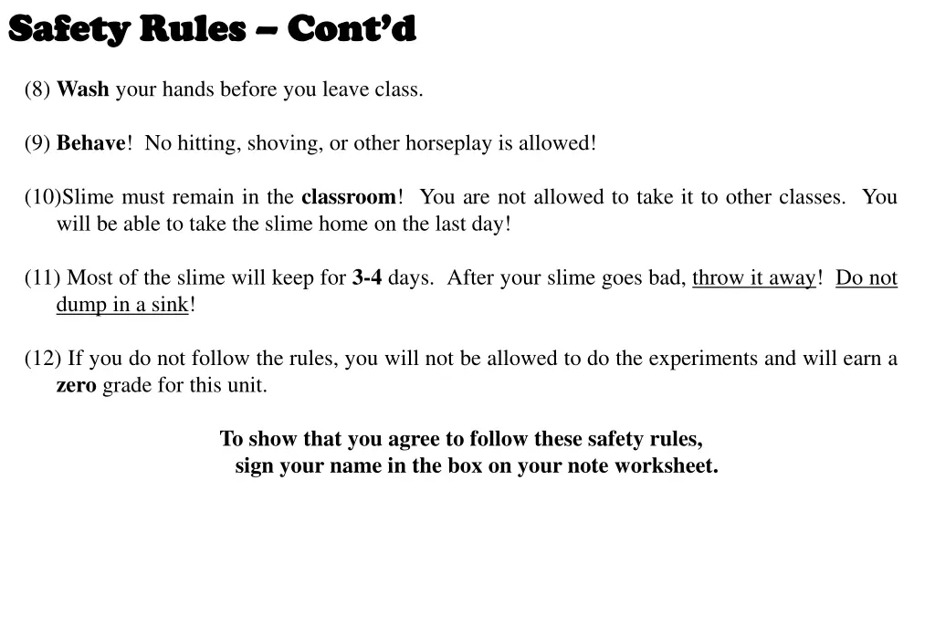 safety rules safety rules cont d