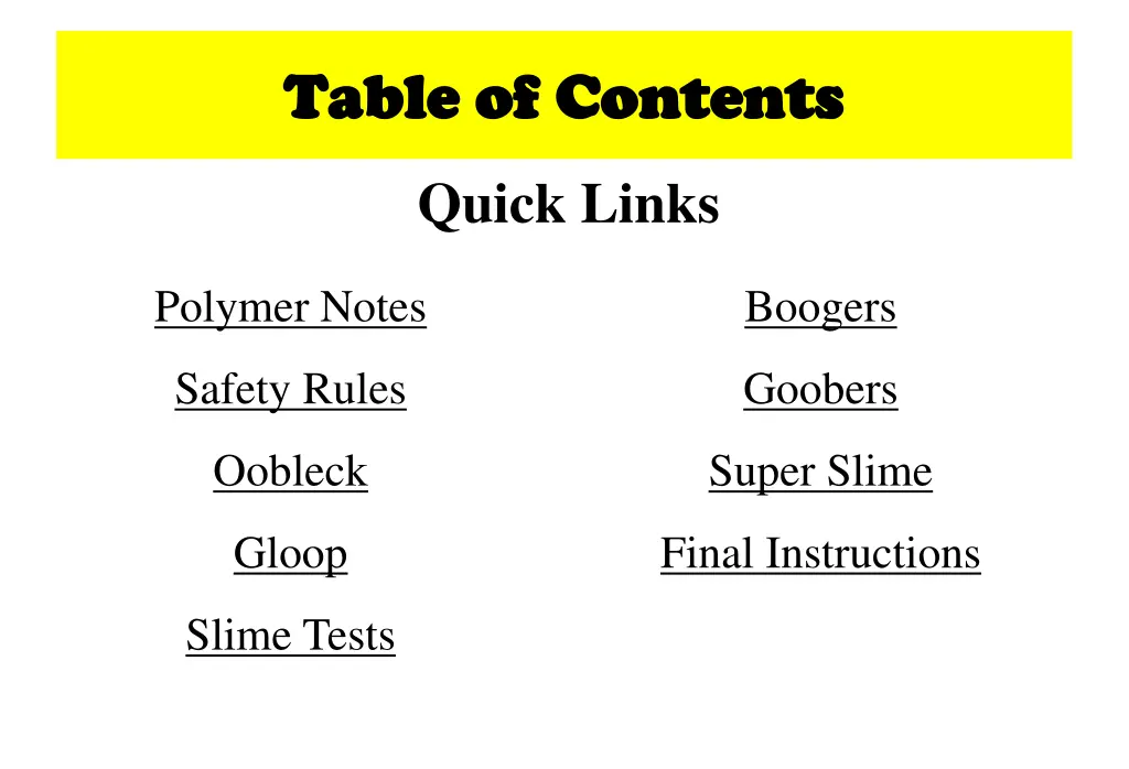 table of contents table of contents