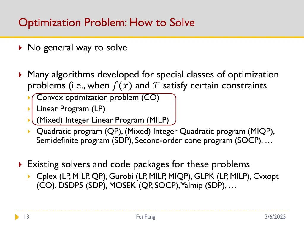 optimization problem how to solve