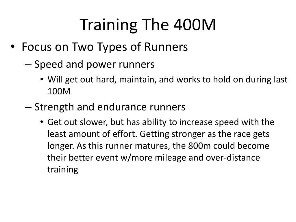 training the 400m