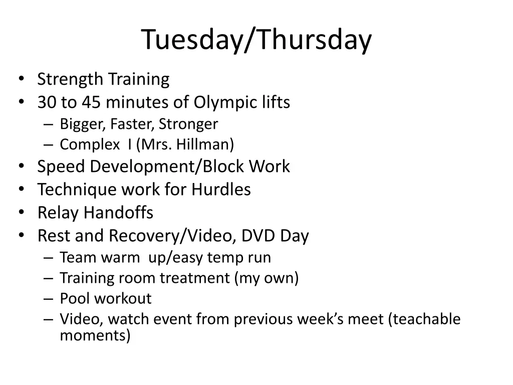 tuesday thursday