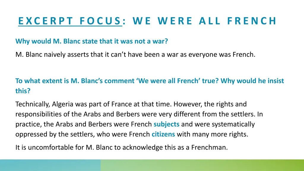 excerpt focus we were all french