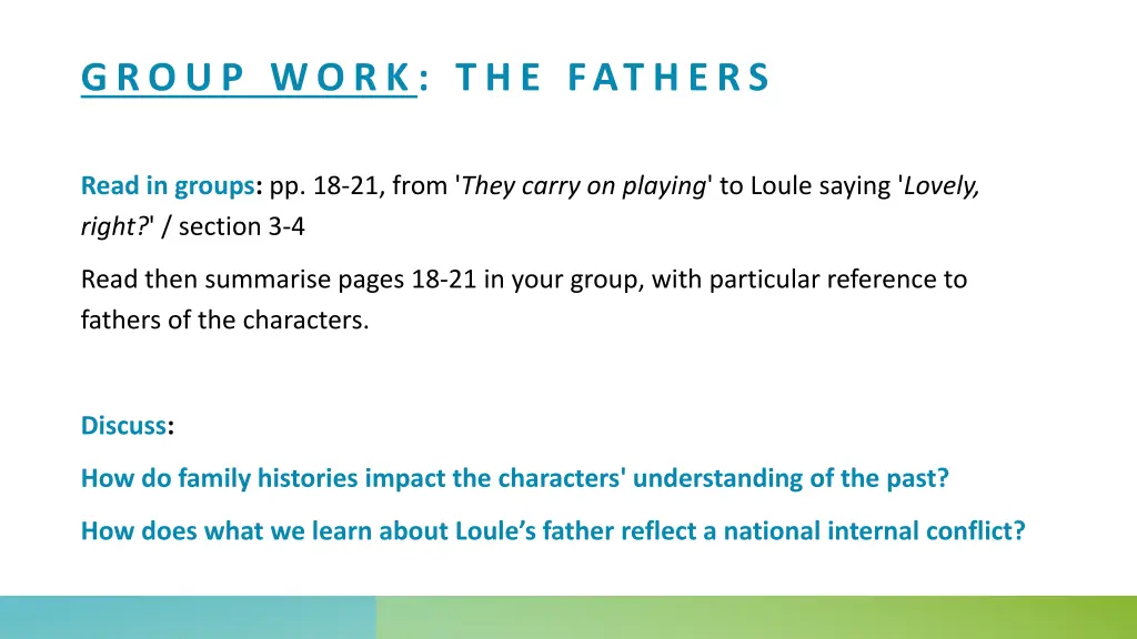 group work the fathers